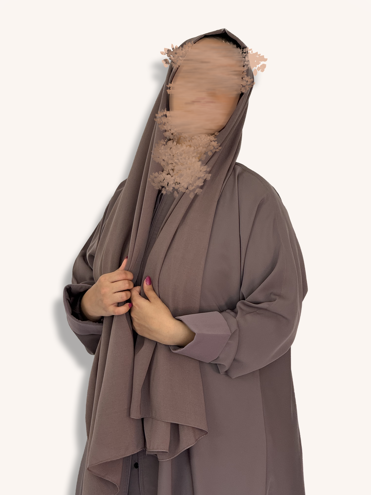Dusty Taupe Abaya with Mauve Cuffs