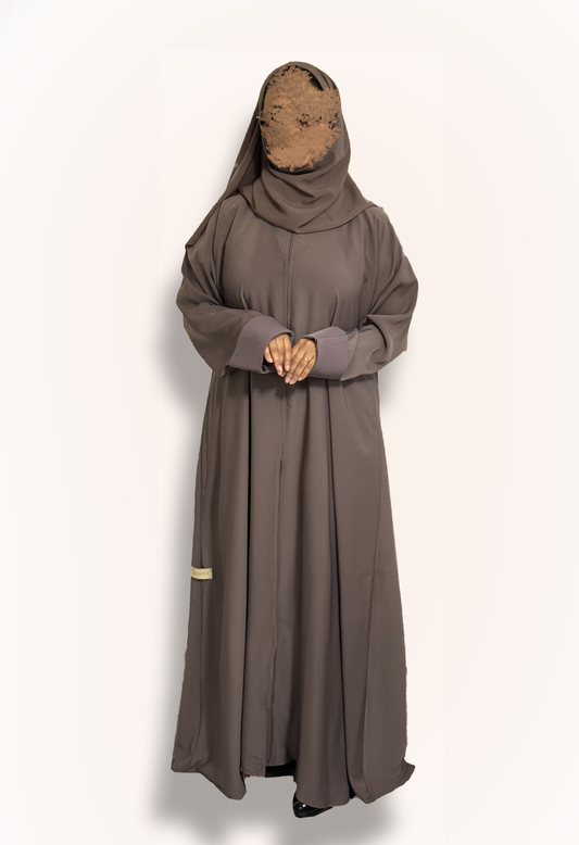 Dusty Taupe Abaya with Mauve Cuffs
