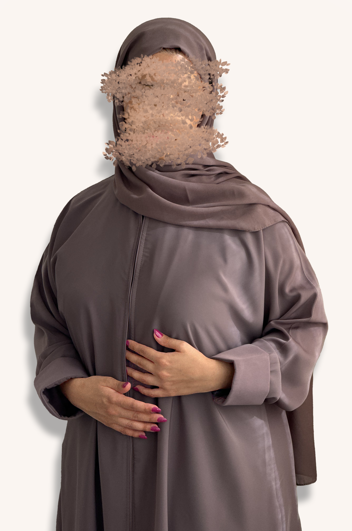 Dusty Taupe Abaya with Mauve Cuffs