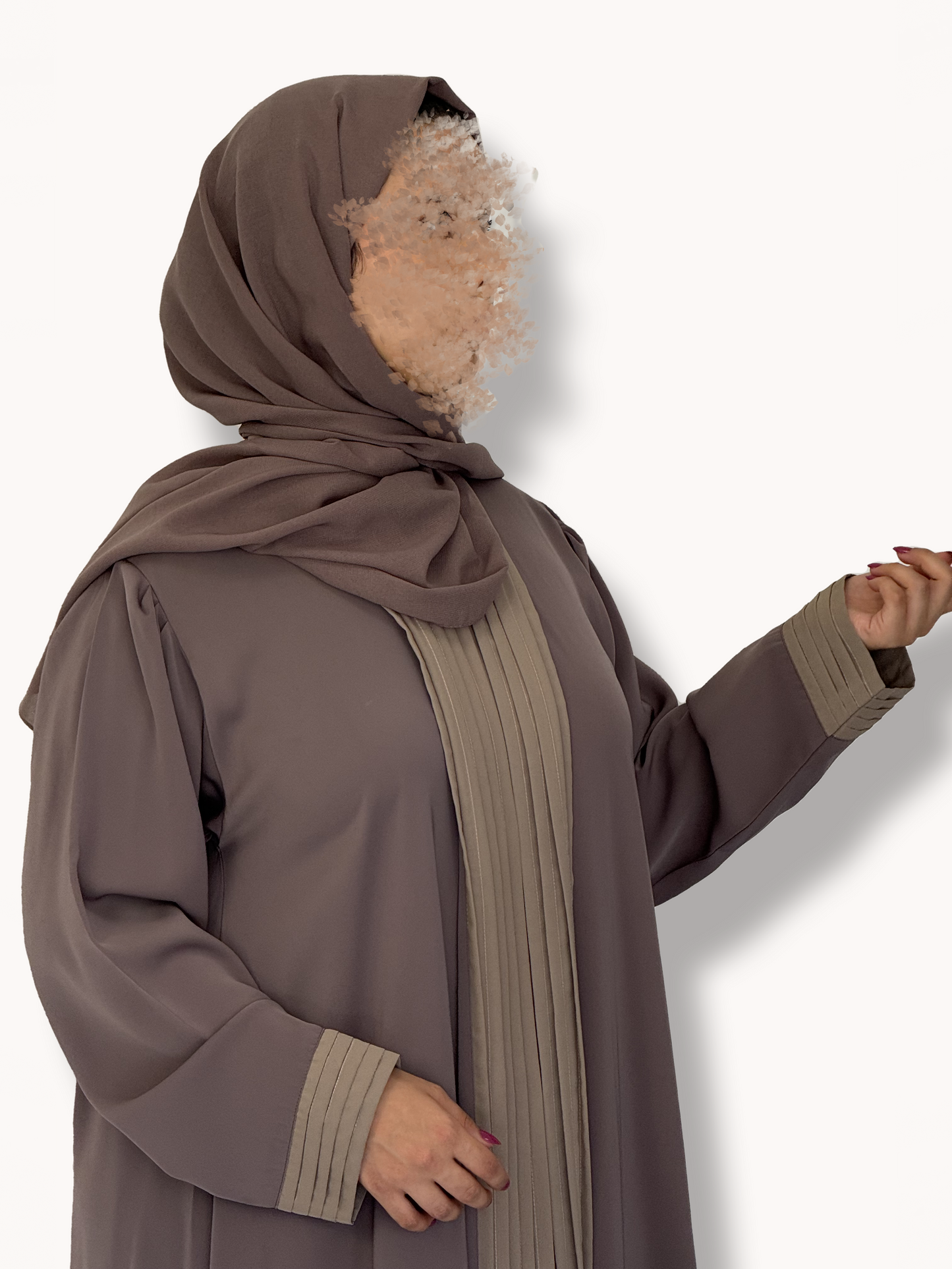 Abaya with Pleated Trim