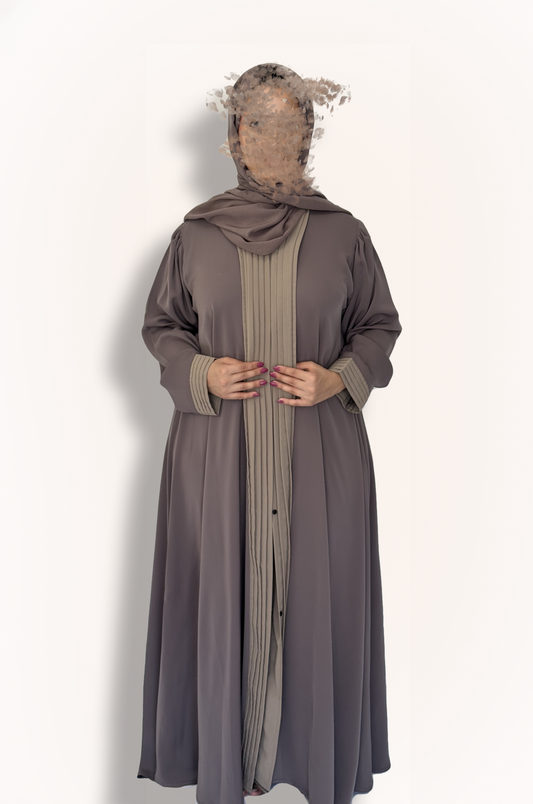 Abaya with Pleated Trim