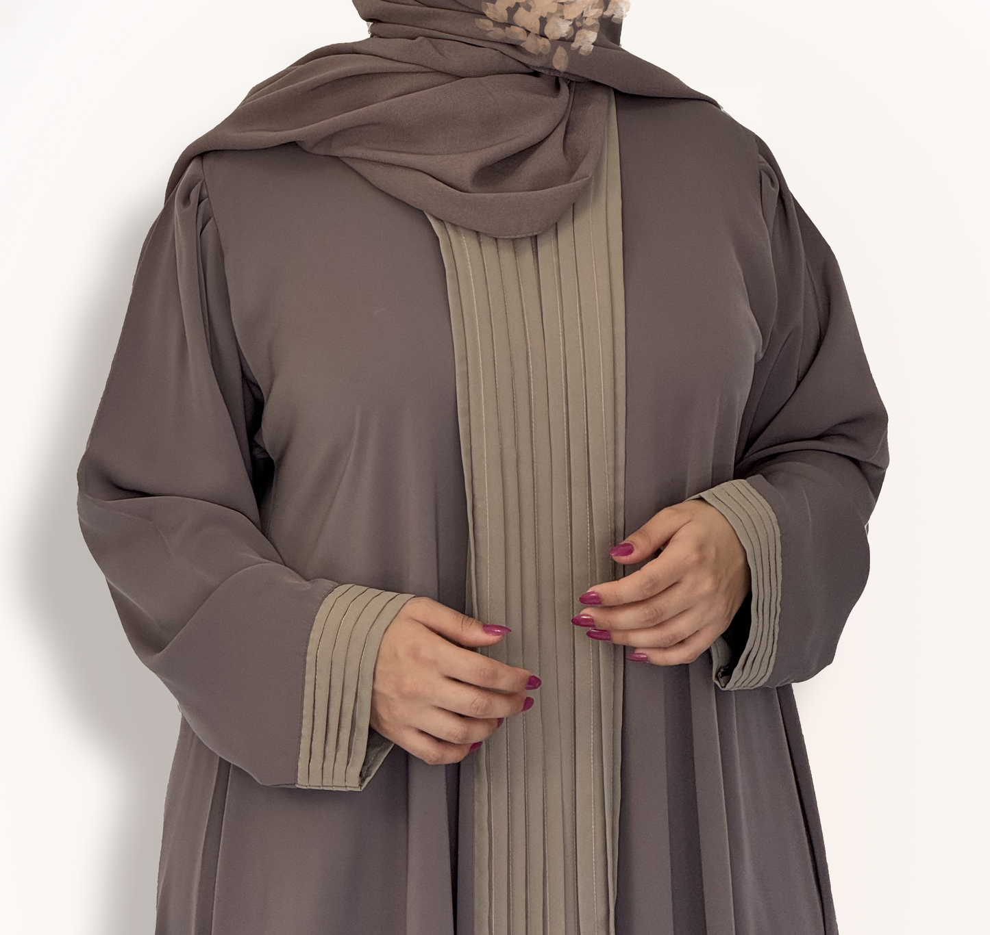 Abaya with Pleated Trim