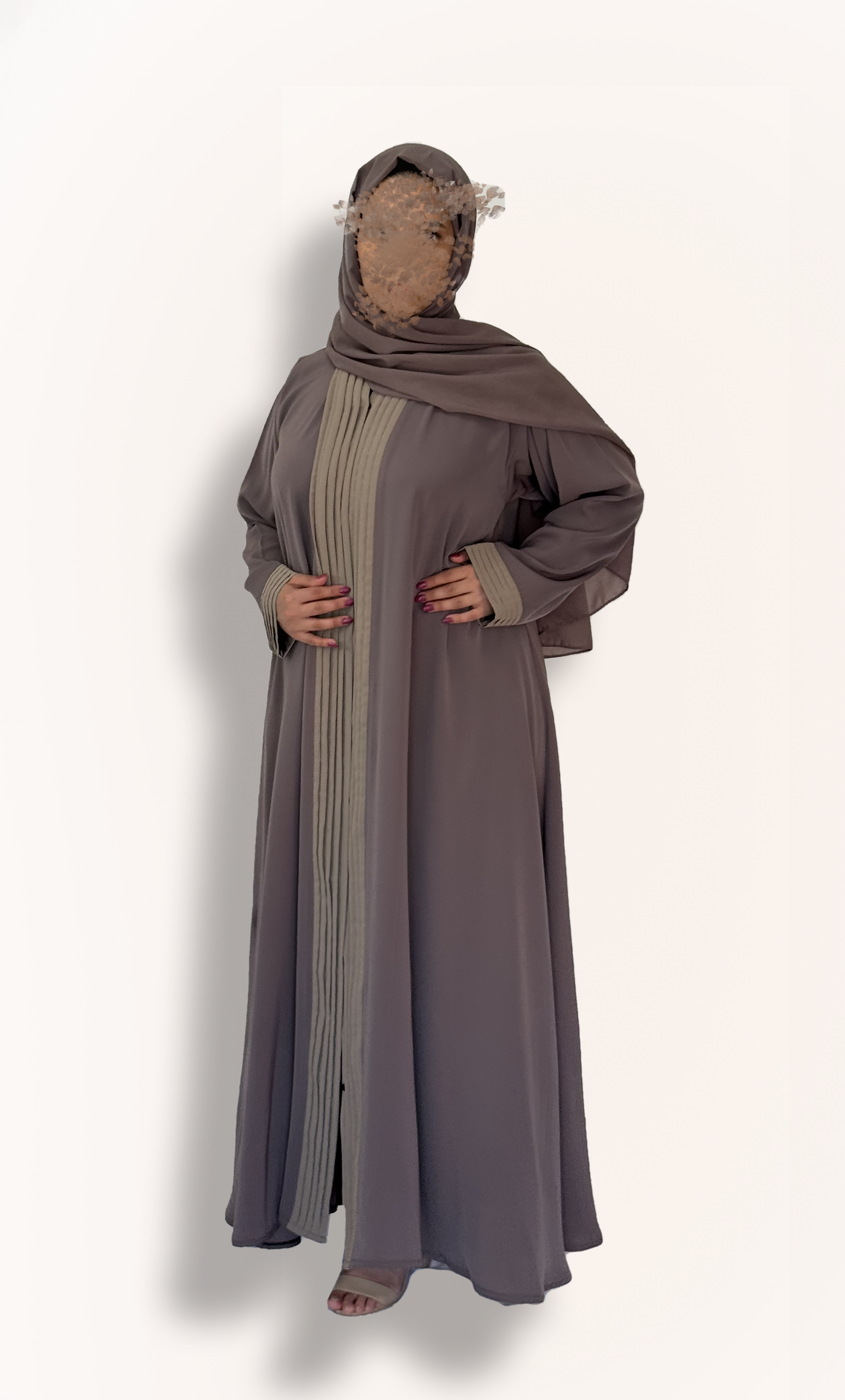 Abaya with Pleated Trim
