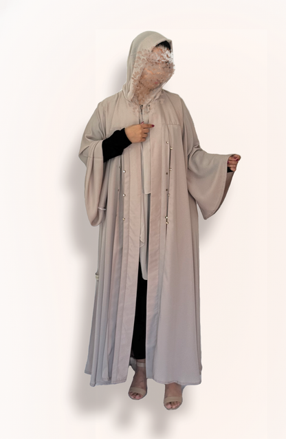 Double Clotch Elegance – Beige Abaya